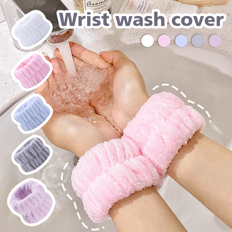 4pcs Vòng đeo cổ tay rửa mặt tránh ướt áo ướt sàn vải bông cotton mềm mại