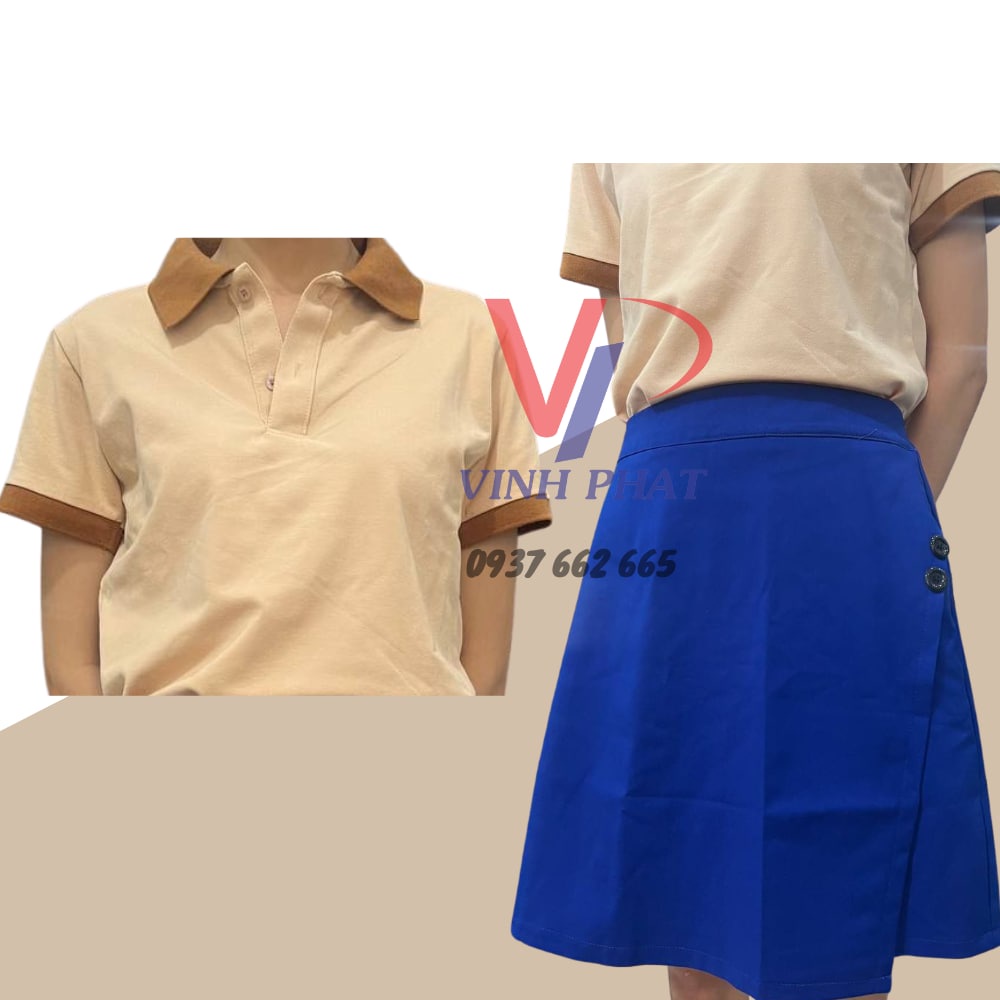 Chân Váy Chữ A Phối Cúc Màu Xanh Bích Dài Ngang Gối Lưng Thun Co Giãn Thoải Mái Chất Vải Đẹp Mát - Hình thật