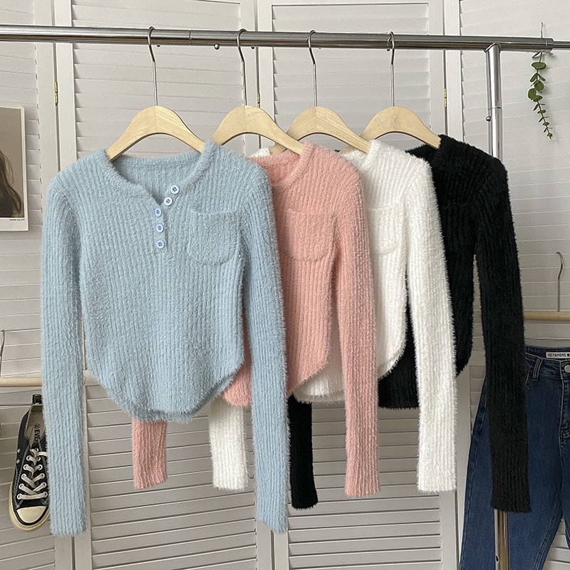 Áo Dệt Kim Ngắn Tay Phong Cách vintage Hàn Quốc Thời Trang