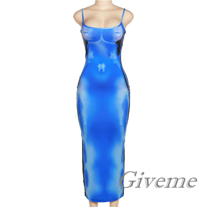 Đầm Dài Hai Dây Ôm Dáng Khoét Sâu Gợi Cảm Cho Nữ