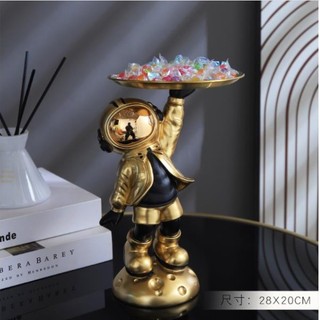 Mô hình phi hành gia, tượng phi hành gia đỡ khay đựng chìa khóa/điều khiển - bê khay, decor trang trí