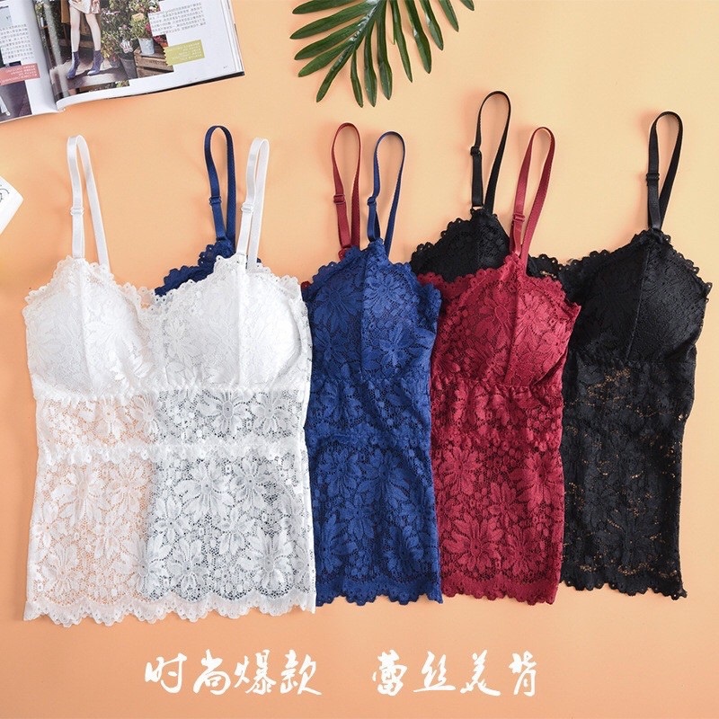 Áo Bra Ren Hoa 2 Dây Phong Cách Gợi Cảm Trẻ Trung Thiết Kế Thoáng Mát Cho Nữ