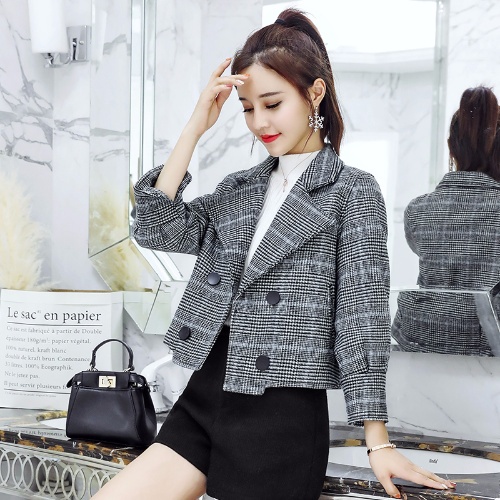 Áo Khoác Vest Ngắn Dáng Ôm Sọc Ca Rô Thời Trang Hàn Quốc 2023 Trẻ Trung Cho Nữ