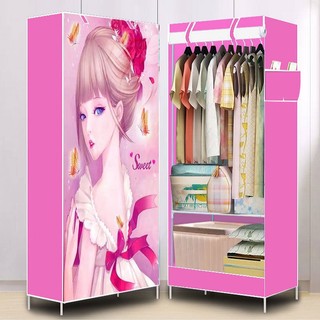 Tủ Vải Đựng Quần Áo 3D 1 Buồng 2 Ngăn, Tủ Quần Áo Vải Họa Tiết Đẹp Mắt - Khung Sắt Cao Cấp Chống Gỉ