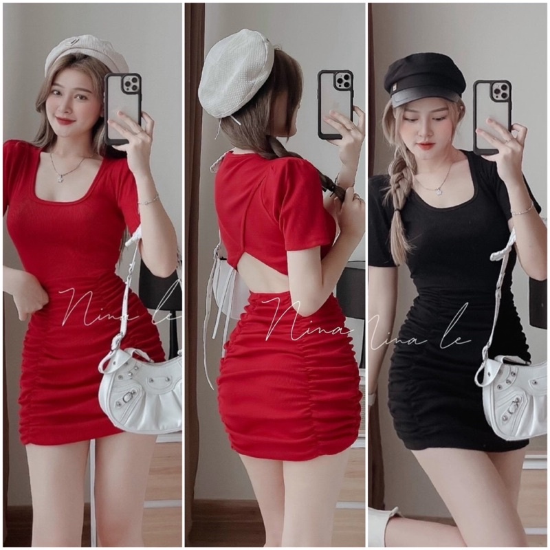 ĐẦM ÔM NHÚN BODY XINH KHOÉT LƯNG ĐỎ NOEN TẾT DNX4