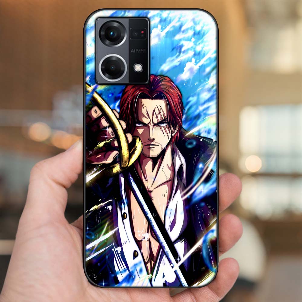 Ốp lưng Oppo Reno 8 4G viền đen in hình Shanks One Piece Đảo Hải Tặc