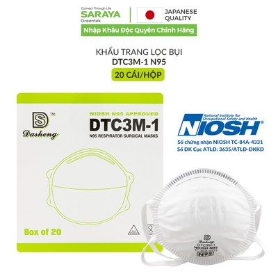 [Túi chiết lẻ không hộp] Khẩu trang lọc bụi DTC3M-1 N95, đạt tiêu chuẩn NIOSH của Mỹ