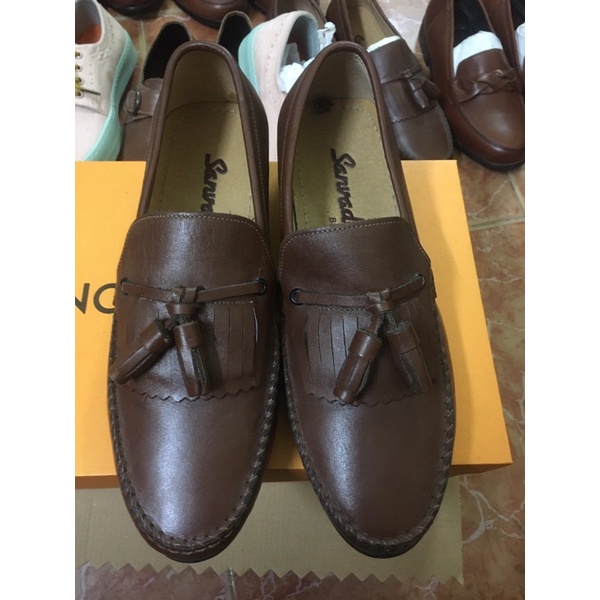 Xả giày nơ chuông da thật da bò