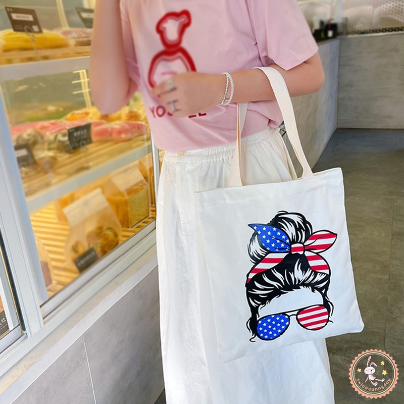 Túi Xách Đeo Vai Vải Bạt Hình Vuông In Hoạt Hình Phong Cách Hàn Quốc Cho Bé Gái