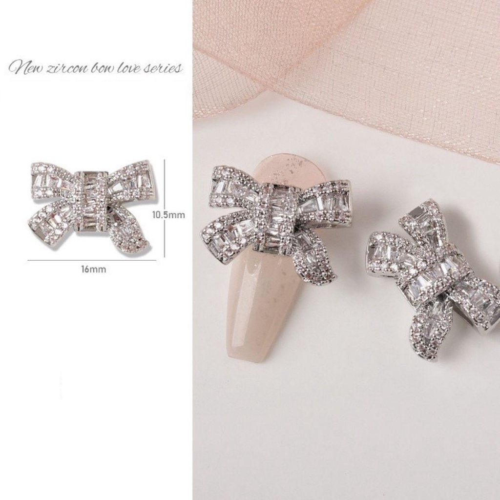 Charm gấu nơ đính đá size to cao cấp