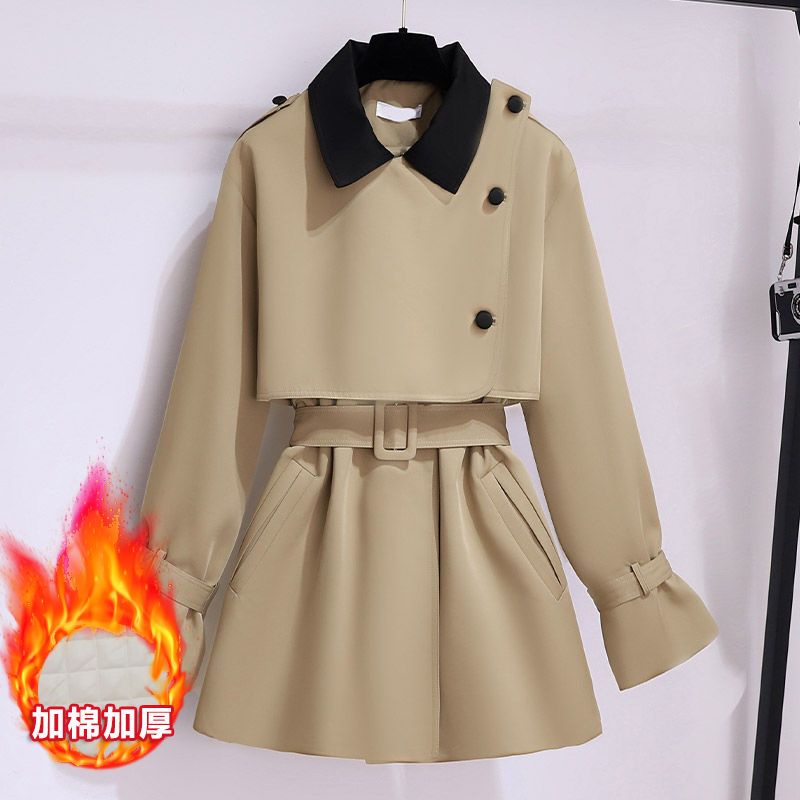 Áo Khoác Gió Ngắn Màu Đen Thời Trang Thu Đông 2022 Cho Nữ