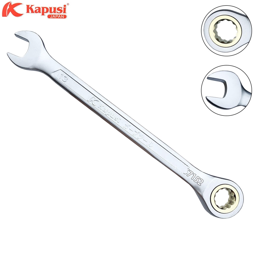 Cờ lê tự động KAPUSI Japan 8-19mm thép CR-V, bánh 72 răng, vòng miệng 360, Bh 12 tháng Kouritsu Official Store