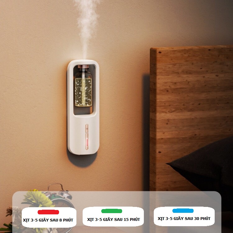 Máy xông tinh dầu tự động, sạc USB, Pin 1500mah,khuếch tán hương thơm, sạc 2 tiếng, 5 mùi hương đặc biệt