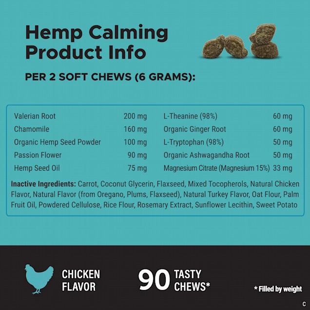 Viên Nhai Mềm Giảm Căng Thẳng Cho Chó PetHonesty Hemp Calming Hỗ Trợ Làm Dịu Lo Âu, Hoảng Sợ, Giúp Bình Tĩnh Thư Thái