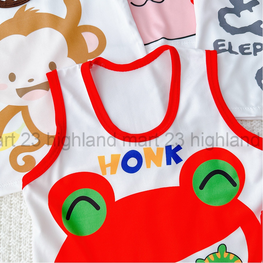 Bộ Ba Lỗ Tã Thun Lạnh In Họa Tiết Ếch Đỏ Cho Bé