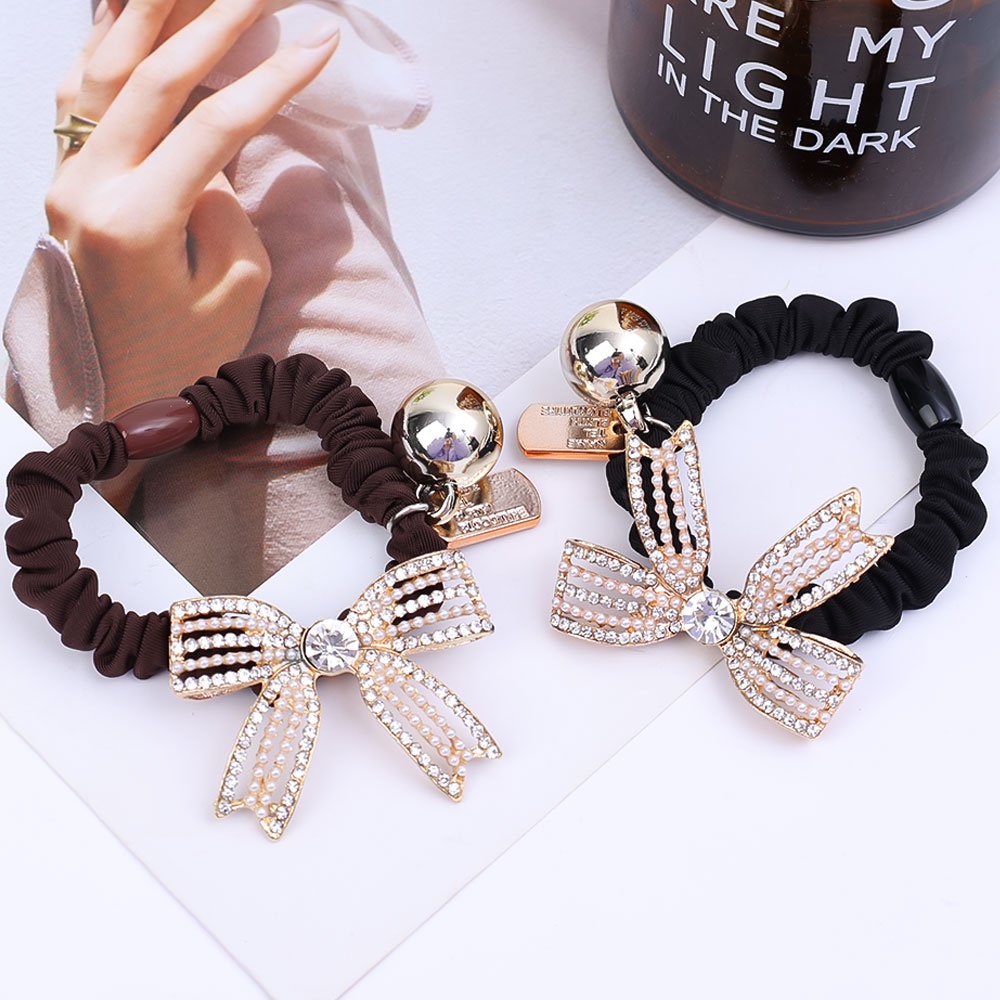 Dây Cột Tóc Cao Su Co Giãn Đính Đá Lấp Lánh Phong Cách Hàn Quốc Cho Nữ