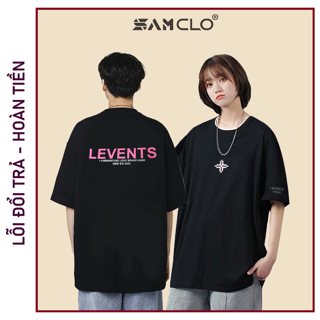 Áo thun nam nữ tay lỡ SAM CLO form rộng Unisex, mặc cặp, nhóm in hình DẤU CỘNG HỒNG 80% - COTTON