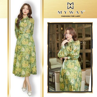 SET ÁO MY WAY KIỂU TƠ TAY BỒNG CHÂN VÁY XÒE TƠ HỌA TIẾT HOA CỎ 8MAB0374 - 8MCXB254