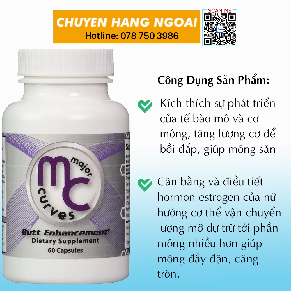 Viên Uống Tăng Vòng 3 Major Curves Butt Enhancement 60 Viên