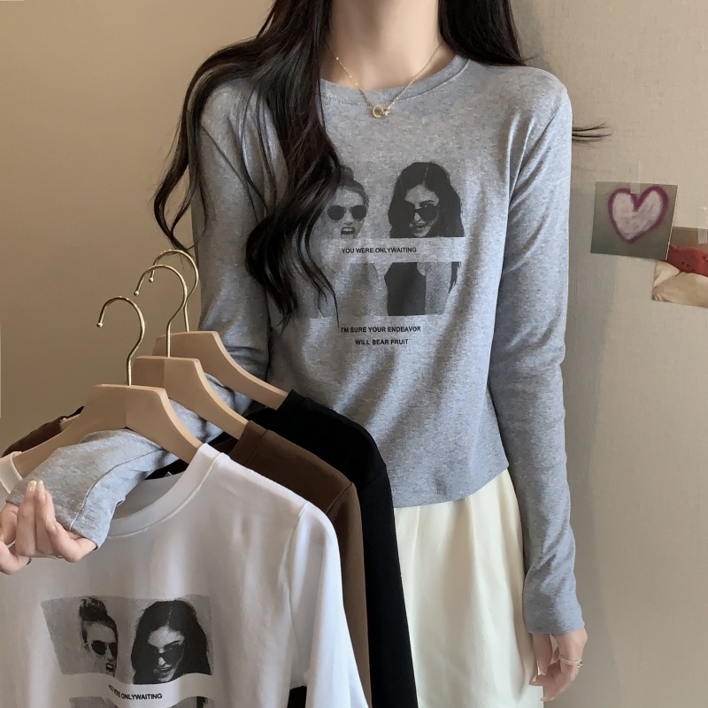 ZHELIHANGFEI Áo Thun Tay Dài Cổ Tròn In Họa Tiết Thời Trang Xu Hướng Mỹ