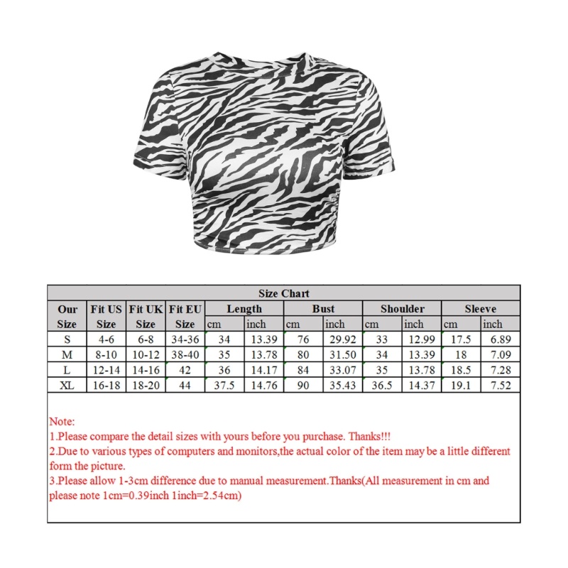 Áo Croptop Ngắn Tay Cổ Tròn Hở Lưng Form Ôm Họa Tiết Sọc Ngựa Vằn Cho Nữ