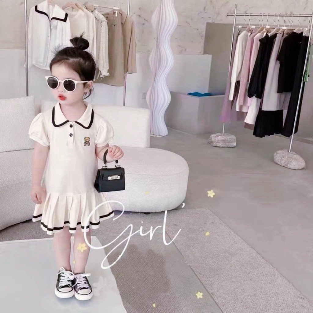 Váy cho bé gái Đầm bé gái Váy đuôi cá thêu gấu TB171