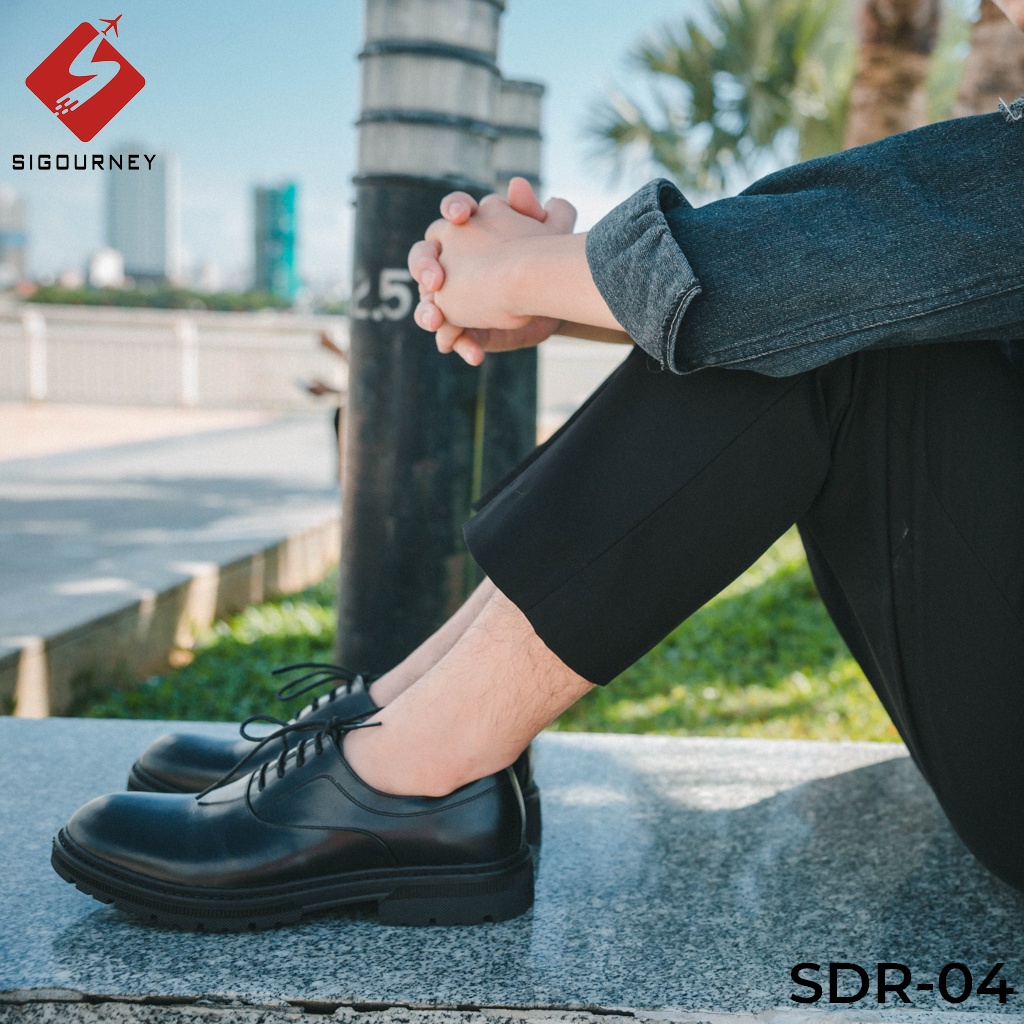Giày đốc nam da bò cao cấp nhập khẩu, giày oxfords kiểu dáng trẻ trung SIGOURNEY màu đen SDR04 bảo hành 18 tháng
