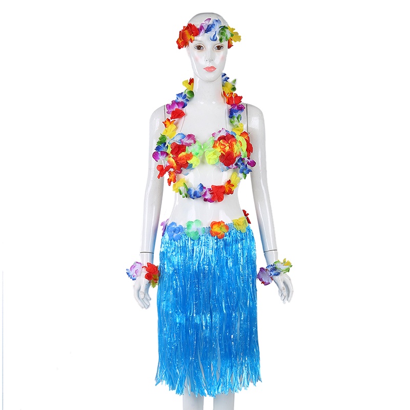 Set 6 Vòng Đeo Tay Và Chân Váy Tua Rua Phong Cách Hawaii