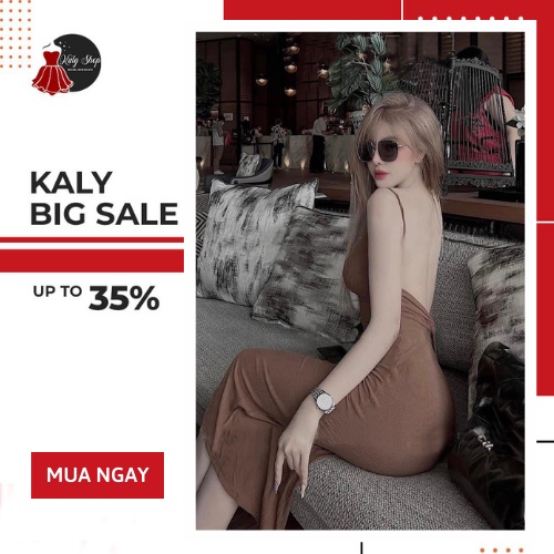 Đầm thun body hai dây xoắn ngực hở lưng quyến rũ, sang chảnh - Kaly Store