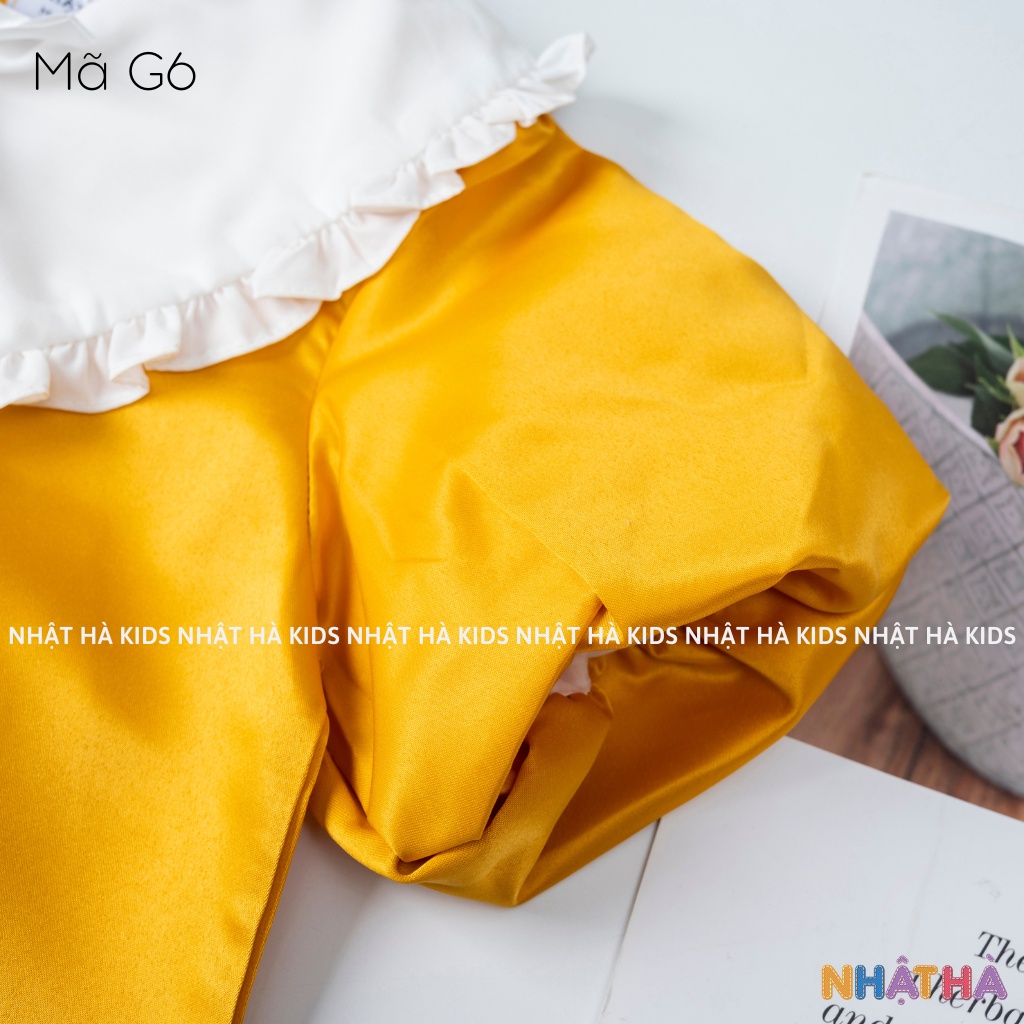 Váy bé gái NHẬT HÀ chất Tafta dáng chữ A tay bồng siêu điệu size đại từ 11-45kg