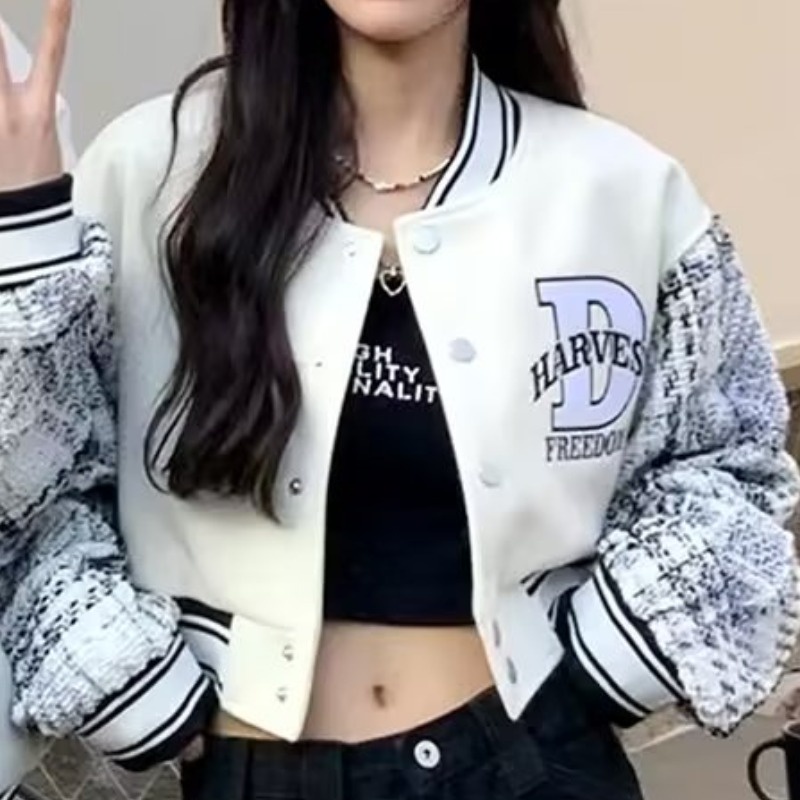 Áo khoác bóng chày nam nữ trang phục cặp đôi đơn giản unisex Mỹ retro thời trang embroidery phong cách đường phố áo khoác baseball jacket đôi