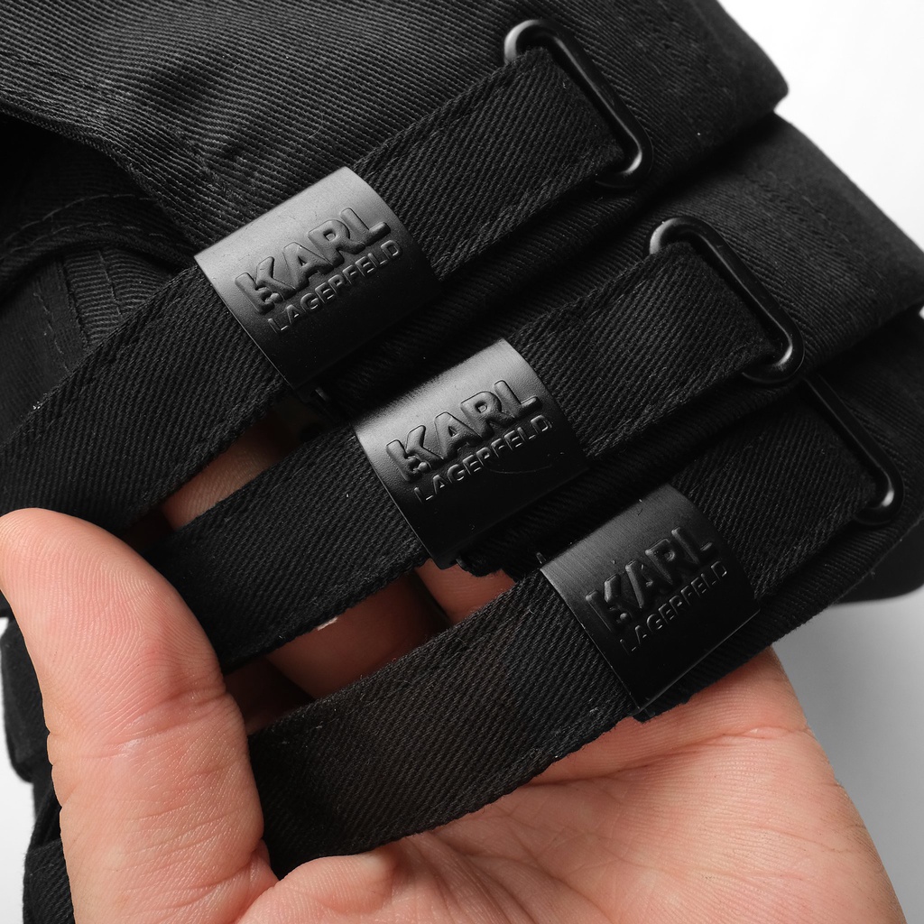 Nón lưỡi trai thời trang KARL Vải kaki đen cao cấp Form đứng Nón kết unisex đi biển Nón du lịch Nón chơi golf tennis