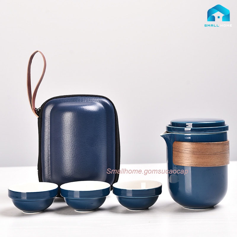 Bộ ấm trà du lịch Ti-Blue Express, bộ dụng cụ trà gốm di động, ngoài trời, dã ngoại