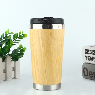 Ly giữ nhiệt 450ml, cốc giữ nhiêt vỏ tre lõi inox 304, thuận tiện cho khắc logo