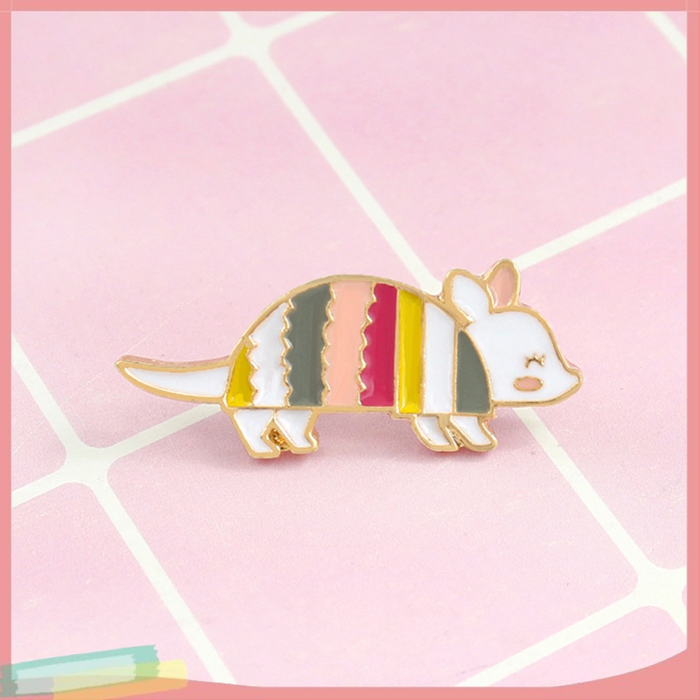 【LK】Cute Cartoon Rainbow Mouse Enamel Badge Lapel Brooch Pin Clothes Decor