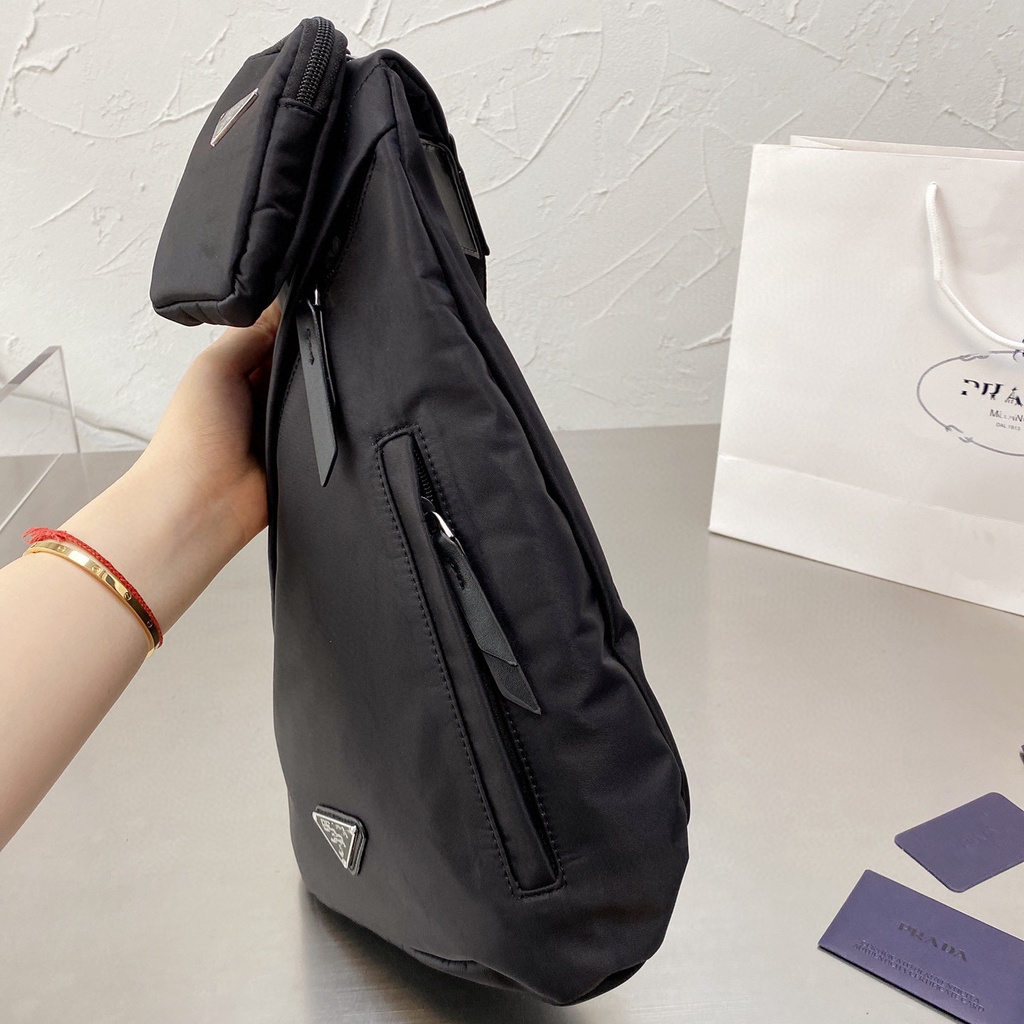 MDP9 PRADA messenger bag men's trendy ins Korean style street chest bag women's Street Fashion shoulder bag personalized fashion casual small bag