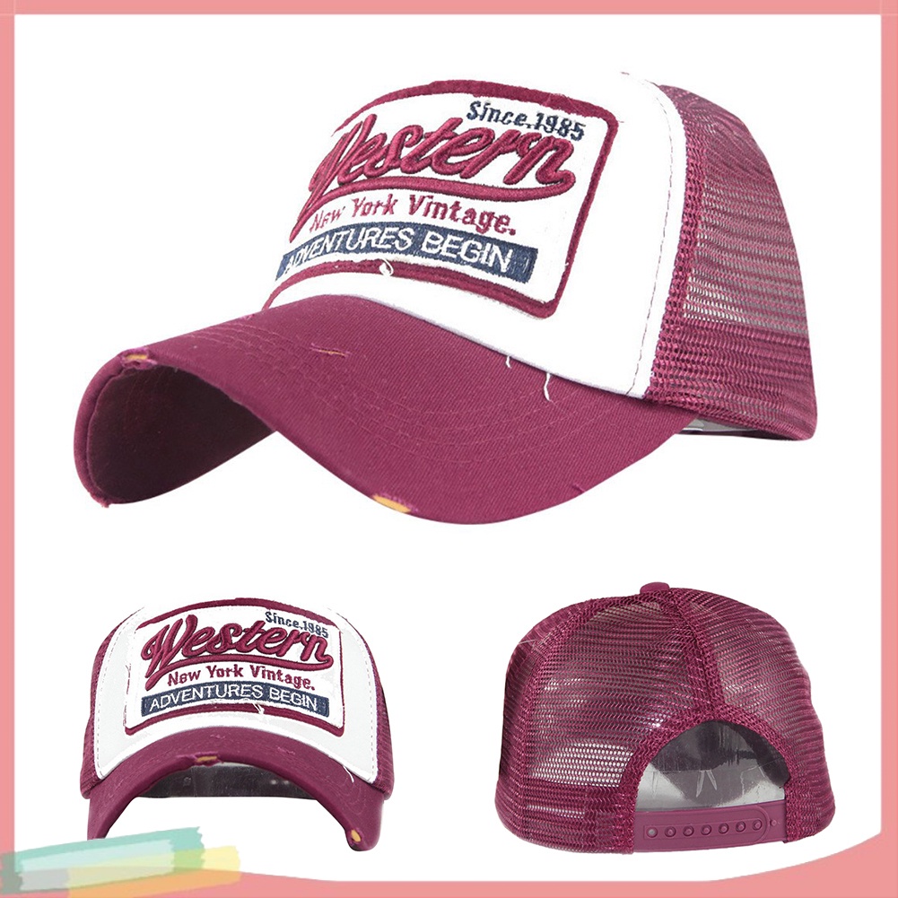 Mũ lưỡi trai thêu chữ phối lưới phong cách hip hop cá tính