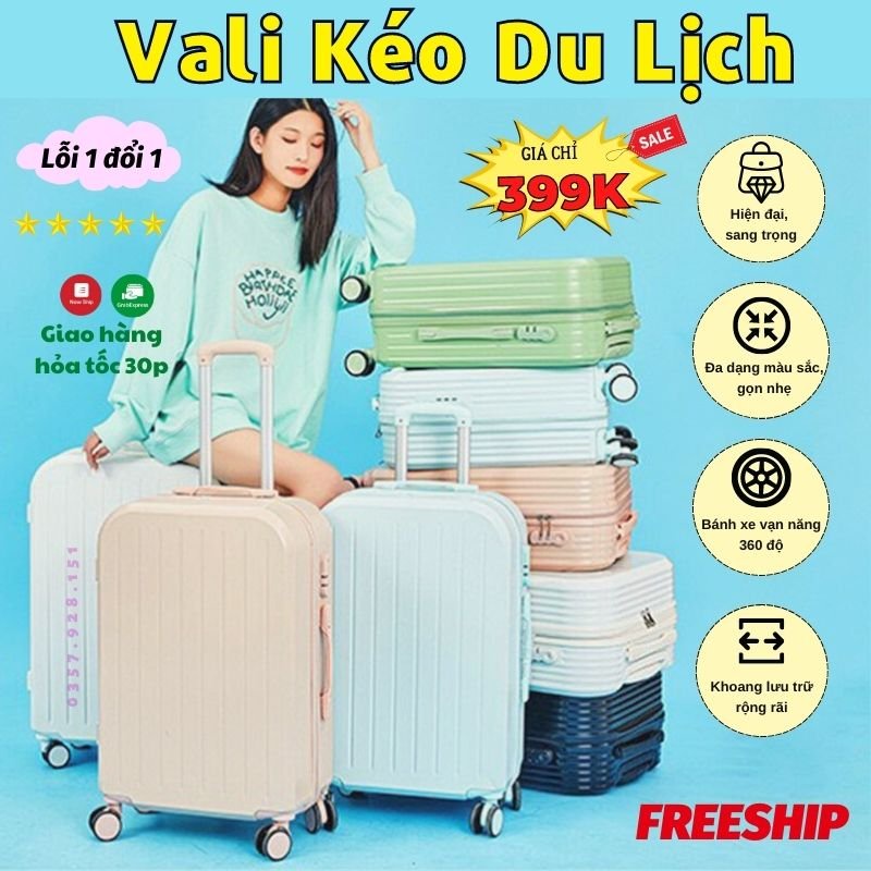 Vali Du Lịch Vali Kéo Chất Liệu Nhựa ABS Bền Đẹp Thời Trang Titan.st