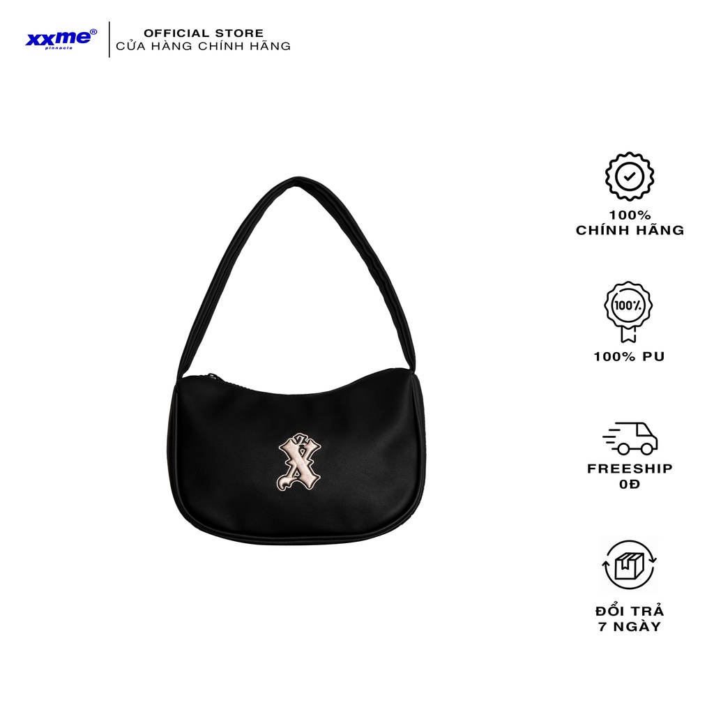 Túi xách da | Túi xách nữ da cao cấp &quot;MONOGRAM&quot; - XXME - Black - Logo thêu nổi