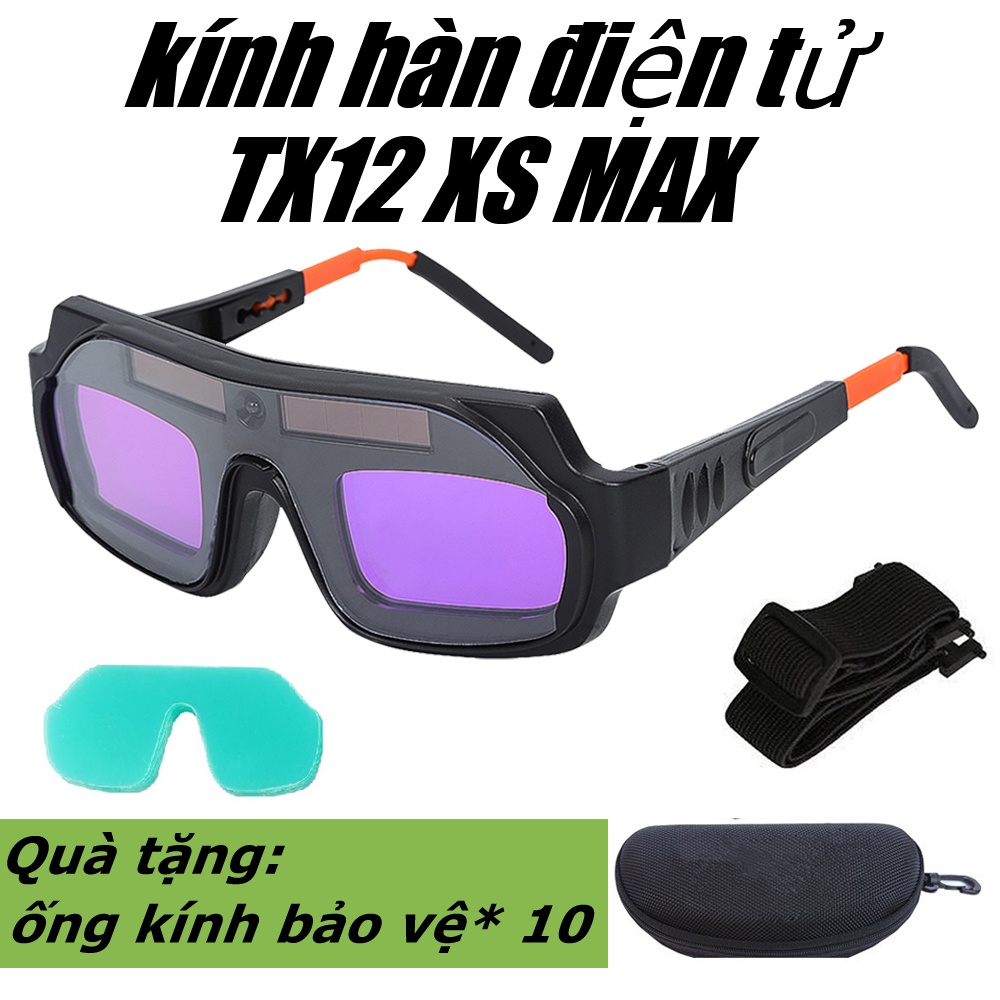kính hàn điện tử TX012S MAX,Kính hàn tự động làm tối chống chói cho thợ hàn hồ quang Argon,Tặng 10 ống kính
