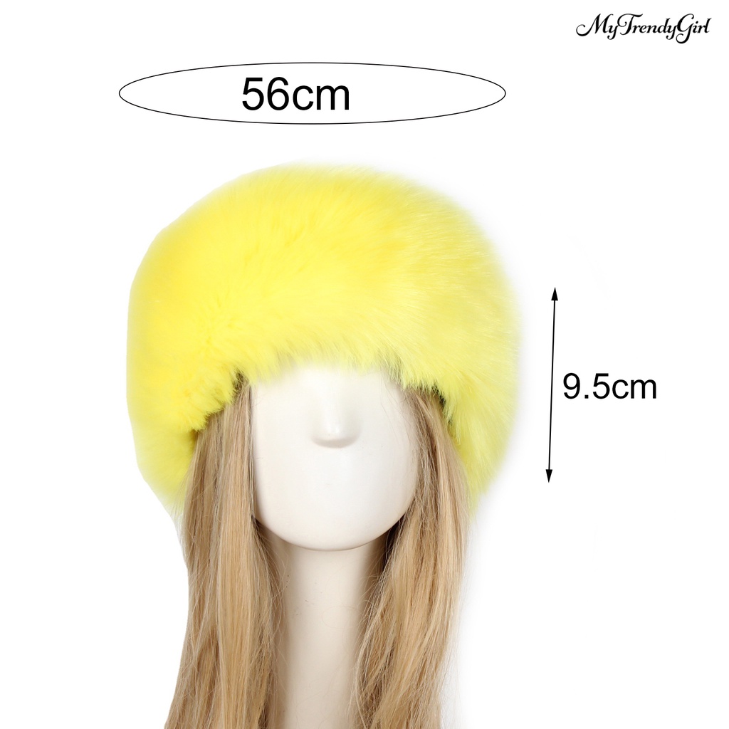 Mũ Turban Rộng Vành Phối Lông Giả Dày Dặn Màu Sắc Thời Trang Cho Nữ