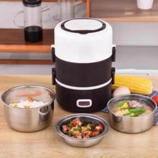 Hộp đựng cơm hâm nóng cắm điện 3 tầng, cặp lồng cơm văn phòng giữ nhiệt  bibomax2020