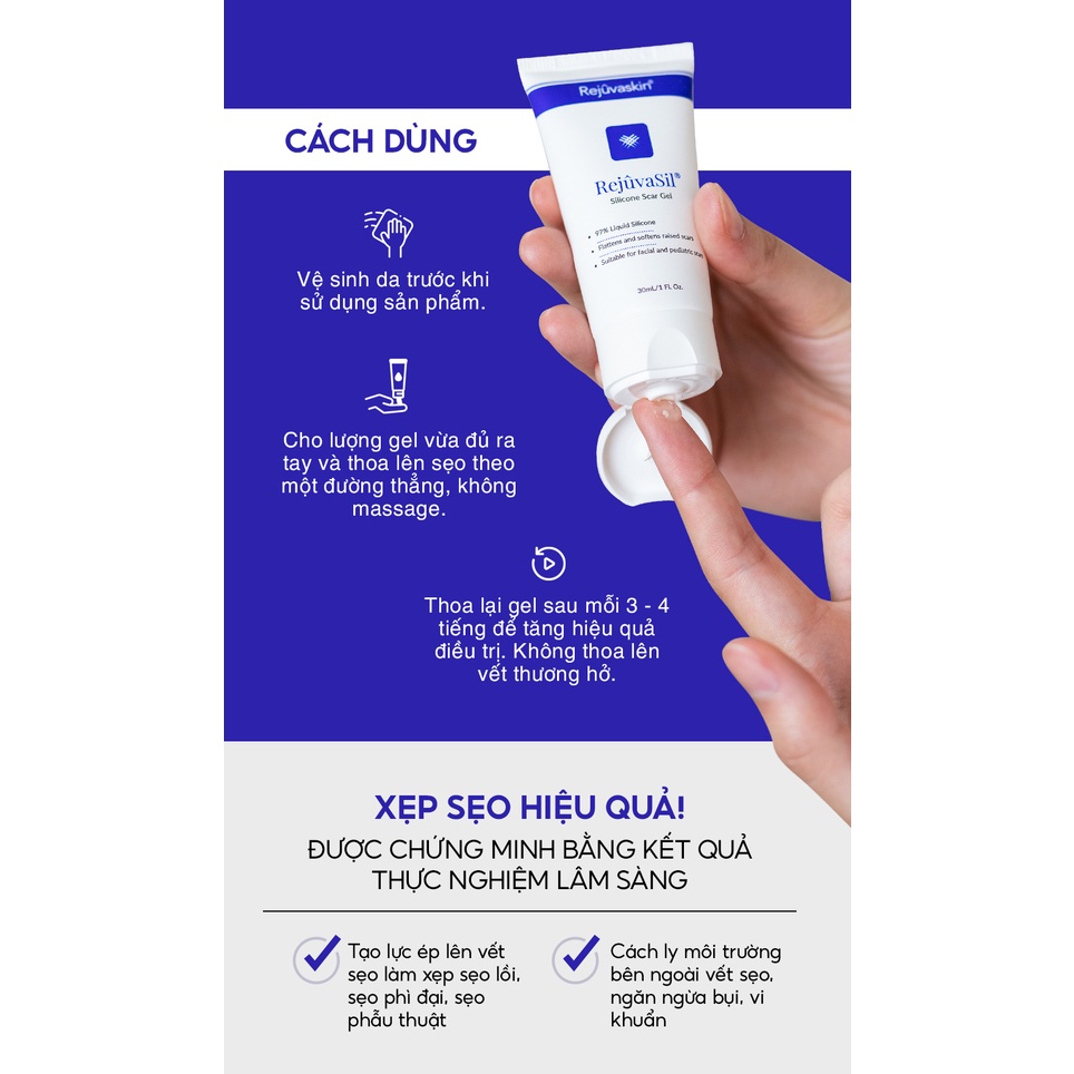 Gel làm xẹp sẹo lồi và sẹo phì đại Rejuvaskin Rejuvasil 10ml - ngochan cosmetics