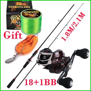 Bộ câu cá 7.2:1 máy ngang 18+1bb combo cần câu 1.8m/2.1m bộ cần câu cá
