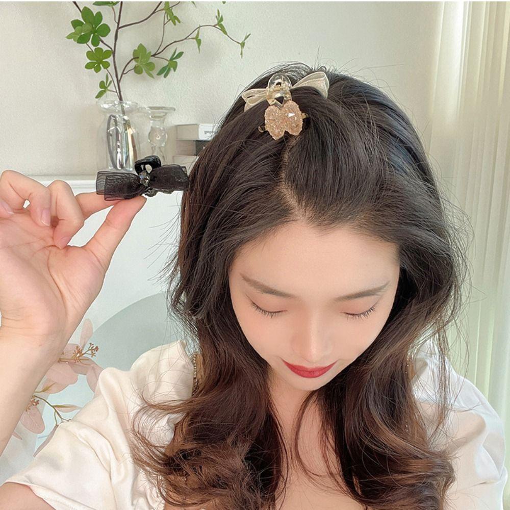 Kẹp Tóc Nơ Lưới Phong Cách Hàn Quốc Ngọt Ngào Cho Nữ