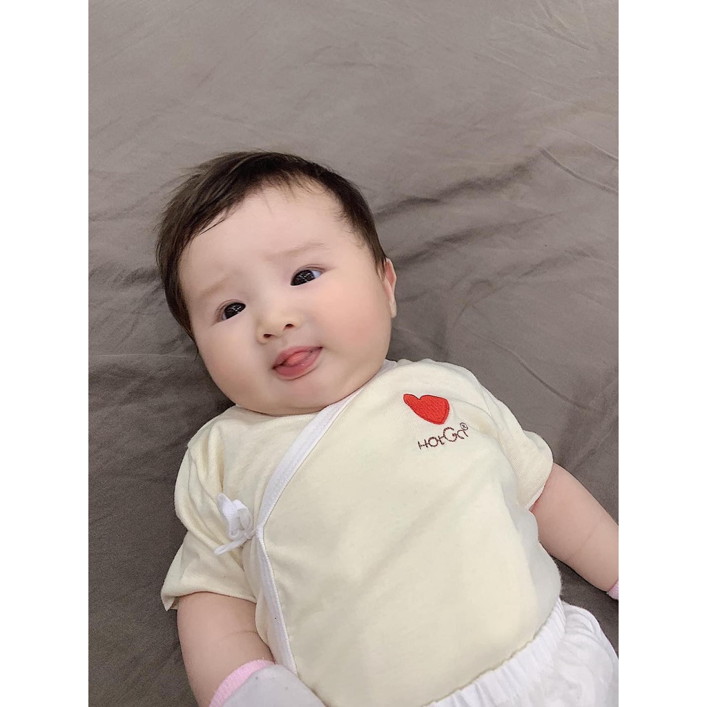 Áo cột dây TAY NGẮN HOTGA cho bé sơ sinh dưới 5kg, Áo buộc dây tay cộc cho em bé