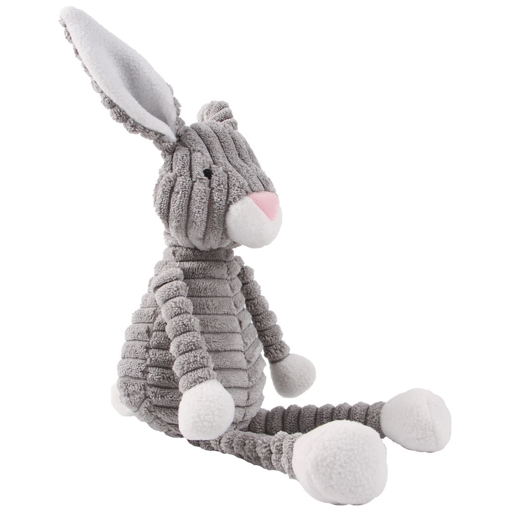 Đồ Chơi Gặm Nhai Hình Thỏ Xám Mềm Mại Phát Ra Tiếng Kêu Tương Tác Cho Thú Cưng