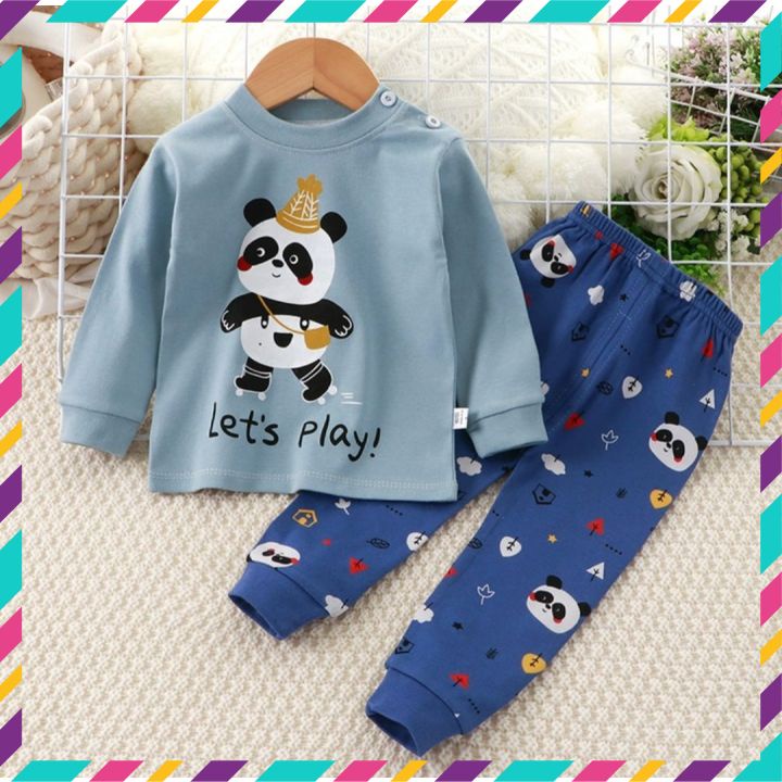 Bộ thu đông cho bé NINOKID1902 in hình ngộ nghĩnh cotton mềm và ấm, Bộ dài tay cho bé trai bé gái 1 2 3 4 tuổi