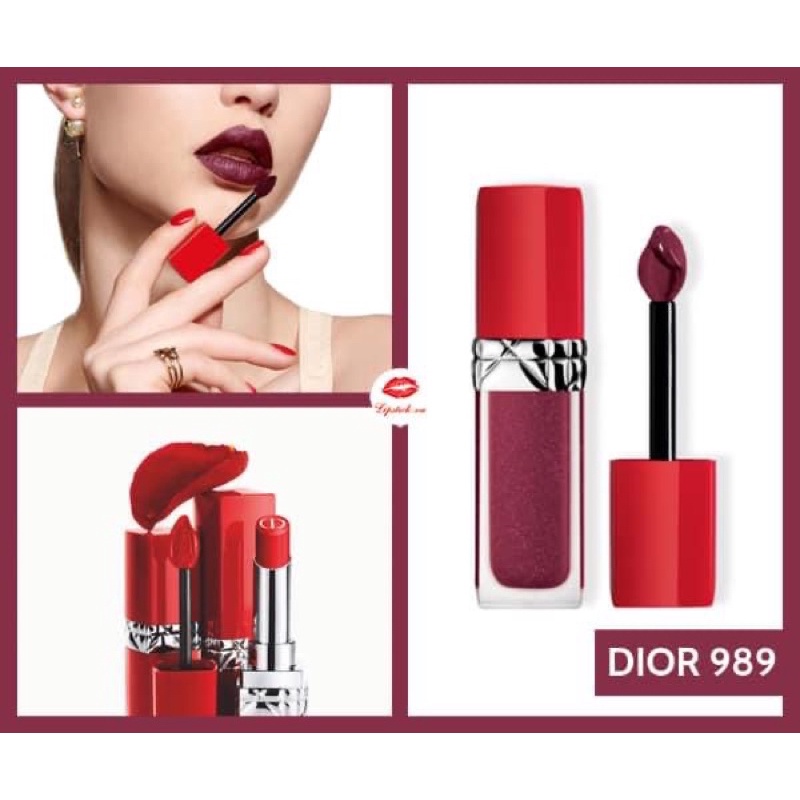 Son Kem DIOR tester unbox không tem đáy màu 989 Tím Mận