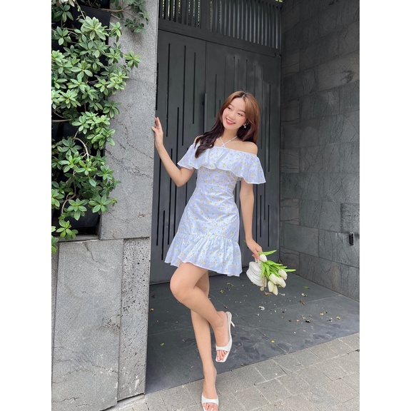 Đầm bẹt vai trắng